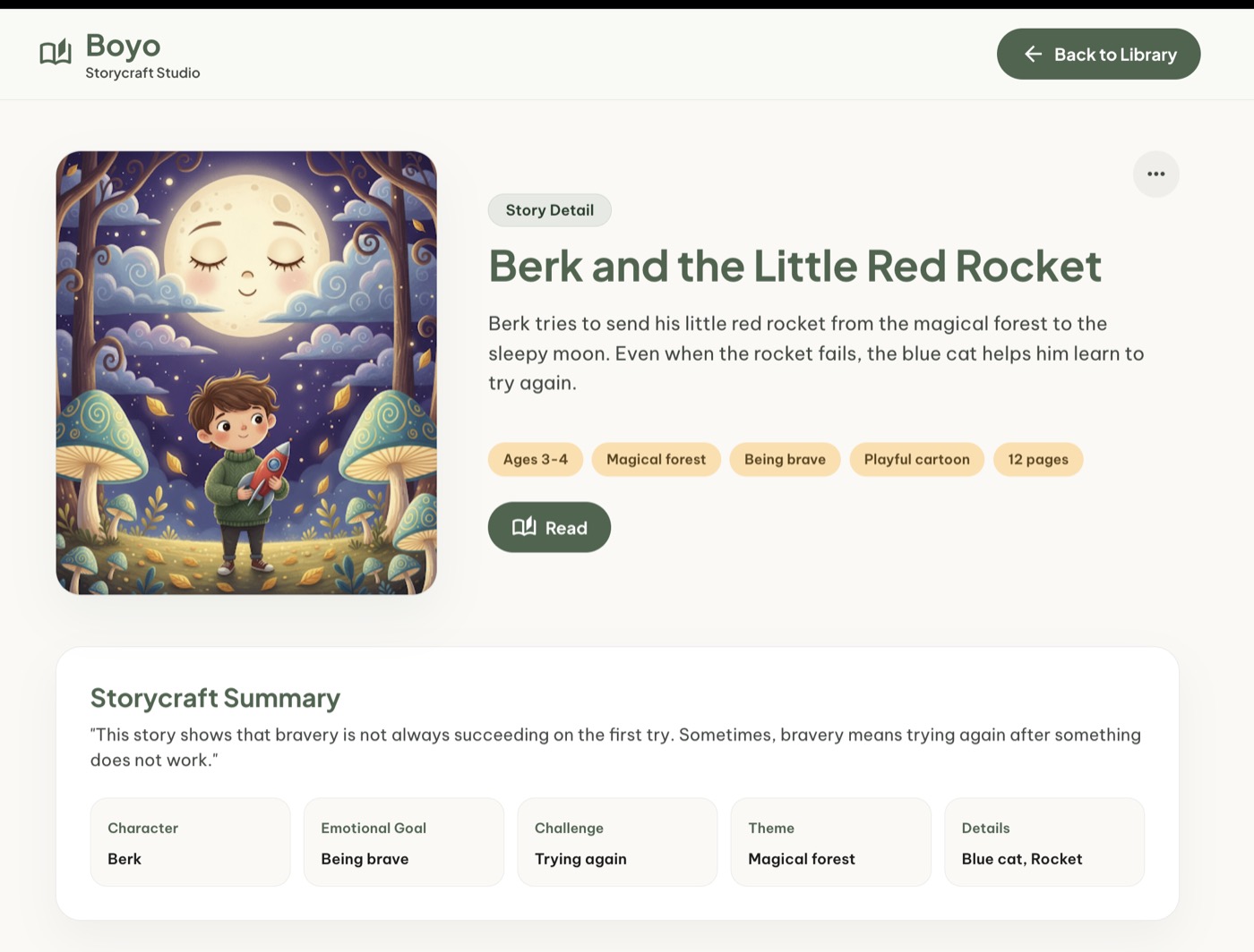 Boyo story detail page